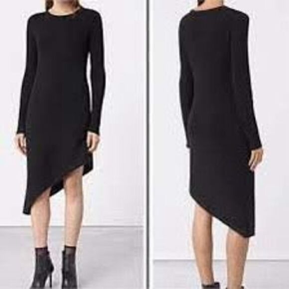 NWT ALLSAINTS Womens Duna Dress Sz M Graphite $178.00 NEW - Picture 1 of 11